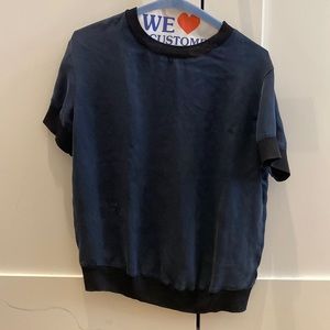 Vince xs, blue and black silk blouse